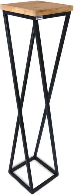 DELUKE Blumenständer KABRI Pflanzenregal aus Eichenholz und Metall in Schwarz und Eiche Braun, Höhe: 90 cm - Bild 1