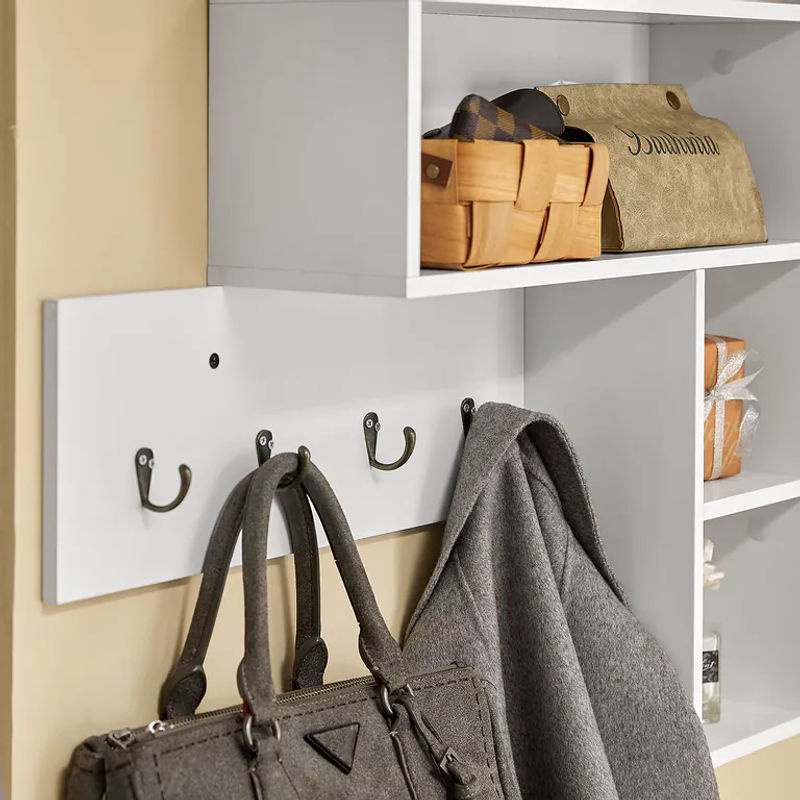 SoBuy Wandgarderobe in Weiß, modern und minimalistisch, B/T/H: 110 x 15 x 53 cm - Bild 4