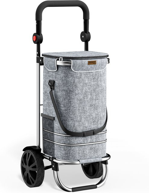 Einkaufstrolley monzana in Grau aus Aluminium mit 56l Fassungsvermögen, B/T/H: 31 x 24 x 54 cm - Bild 1