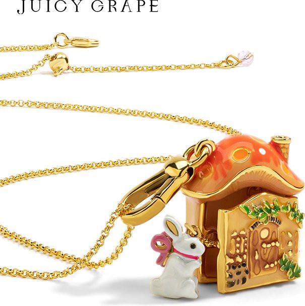Juicy grape Anhänger Halskette, 750 Gold, Emaille, Unisex - Bild 1