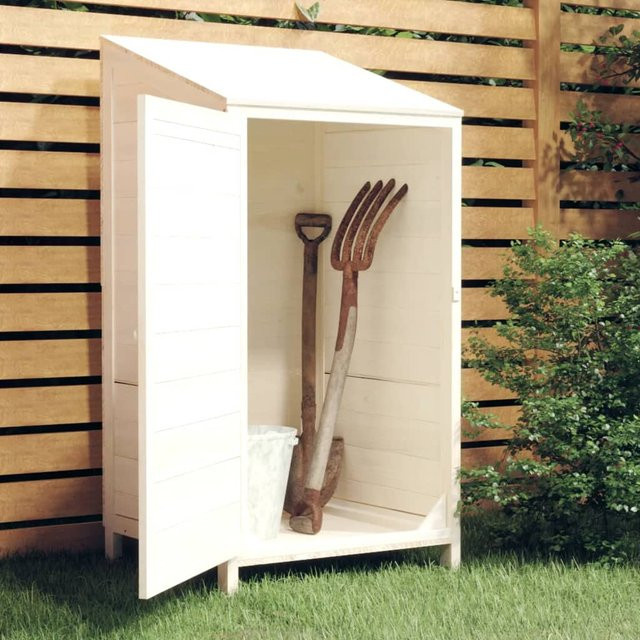 vidaXL Geräteschuppen aus Massivholz Tanne in Weiß, B/T/H: 55 x 52 x 112 cm - Bild 2