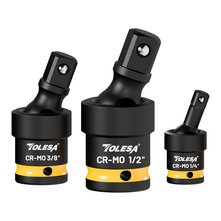 TOLESA 3-teiliges Universal-Gelenksteckschlüssel-Set aus Chrome-Molybdän in Schwarz mit 1/2 Zoll, 3/8 Zoll und 1/4 Zoll U-Gelenkadaptern - Bild 6
