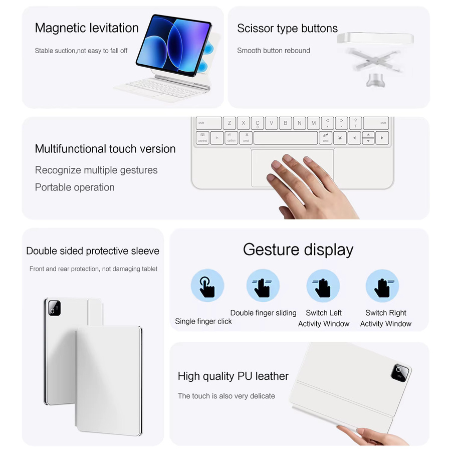 Xiaomi Magische Tastatur und Magnetische Hülle für Xiaomi Pad 8, Mi Pad 8 Pro und POCO Pad, 11,2 Zoll, Schwarz - Bild 3