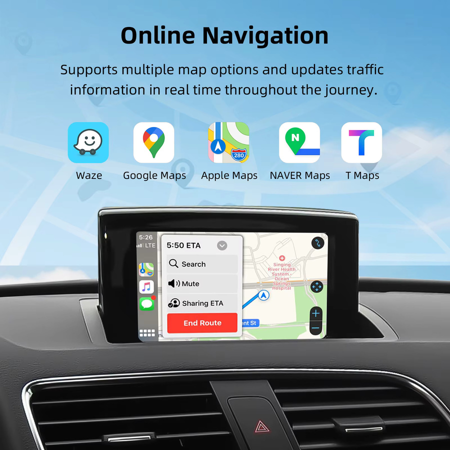 Ezonetronics OEM Bildschirm-Upgrade-Decoder-Box für Audi A1 und Q3 (2012-2018) mit CarPlay und Android Auto für 6,5 Zoll oder 7 Zoll MMI 3G in Schwarz - Bild 4