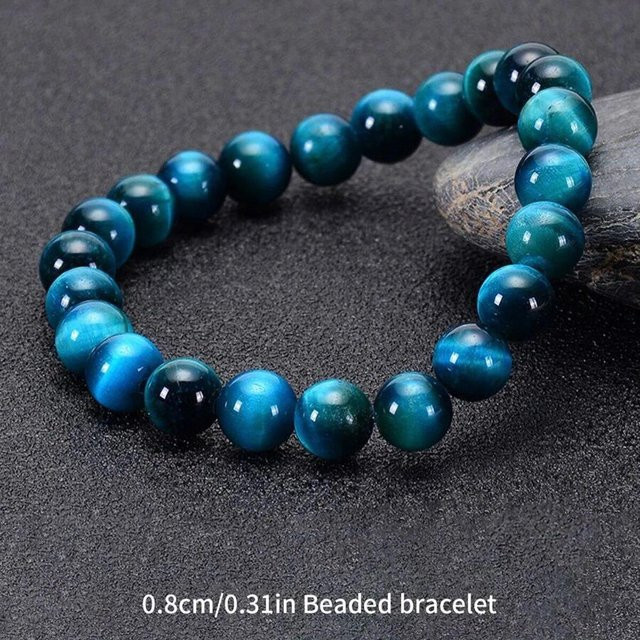 Perlenarmband, blauer Tigerauge-Stein, Naturstein, Unisex - Bild 1