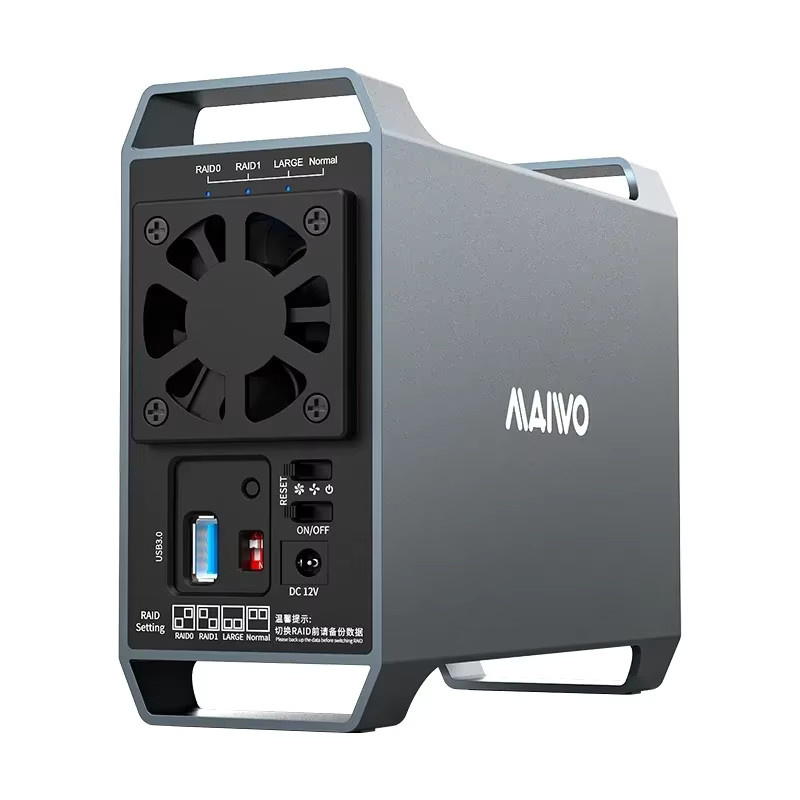 MAIWO Dual Bay 3,5-Zoll HDD Festplattenbox mit RAID-Modi und Lüfter, SATA zu USB 3.0 externe Disk Array Box - Bild 6