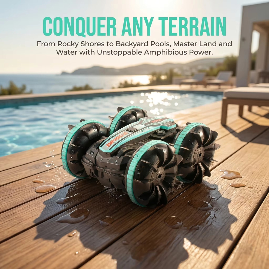 JJRC Amphibisches RC-Auto, Stunt-Fahrzeug, ferngesteuert, blau, bunt / mehrfarbig - Bild 3