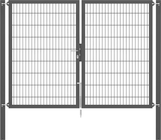 Doppeltor Flexo Plus in Anthrazit mit Pfosten, Breite: 250 cm, Höhe: 180 cm, Pfosten B/T/H: 80 x 80 x 80 cm - Bild 1