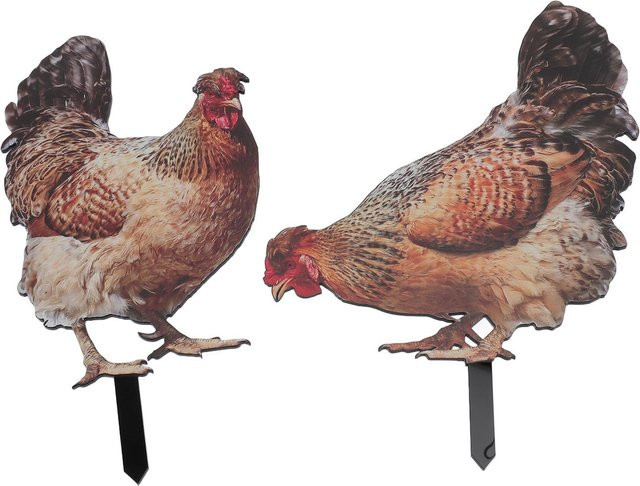 2 Stück mfySpace Gartenstecker Henne aus Acryl in Bunt als dekoratives Ornament für deinen Garten - Bild 1