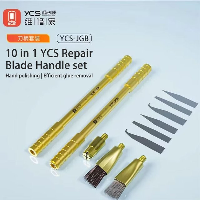 YCS-JGB 10in1 Multifunktions-Messer mit Golden Hoop Design, Metall-Klingenset für Handy-Reparatur, Kleberentfernung und Reinigung, Gold - Bild 1