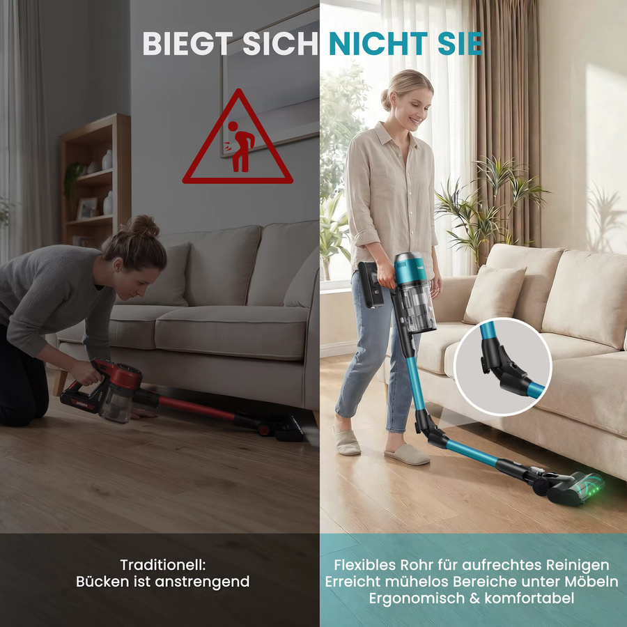 SmartAI V15PRO Akku-Staubsauger mit starker Saugkraft und 80 Minuten Akkulaufzeit - Bild 3