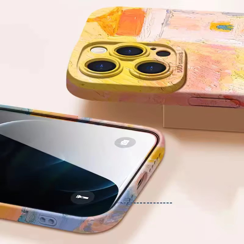Stoßfeste Silikon Handyhülle mit Van-Gogh Ölgemälde Design für iPhone Modelle in Multicolor - Bild 2