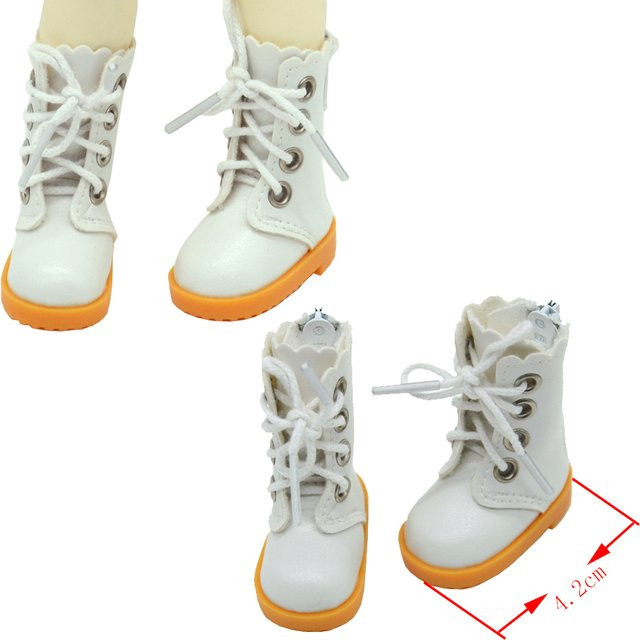 meimengwawu Puppenschuhe, weiße hohe Stiefel, Spitzenschuhe, Zubehör - Bild 1