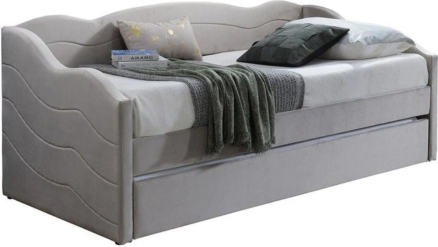 Lenvia Sofabett Modern in Taupe mit Samtbezug und Ausziehfunktion, Breite: 207 cm - Bild 1