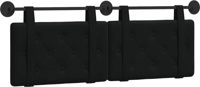 vidaXL Hängendes Kopfteil aus Samt in Schwarz, gepolstertes Wandpaneel für das Schlafzimmer, Breite: 150 cm, Höhe: 55 cm, Tiefe: 5 cm - Bild 1