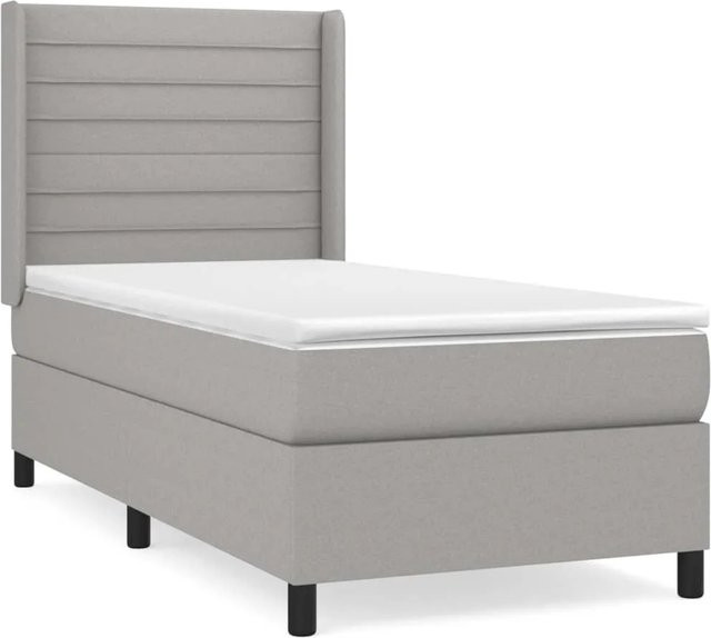 vidaXL Boxspringbett mit Matratze Hybrid-Design in Hellgrau, B/T/H: 90 x 200 cm - Bild 1