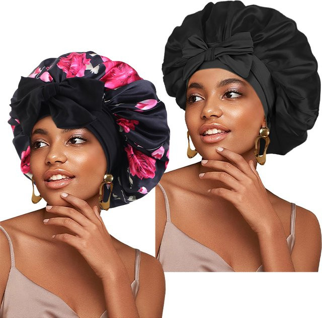 GATHERTOP Satin Schlafhaube für Damen, 2 Stück - Bild 1