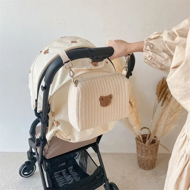 Multifunktionale Kinderwagen Aufbewahrungstasche mit Bär-Design in Grün für Baby und Kindergarten Zubehör - Bild 1
