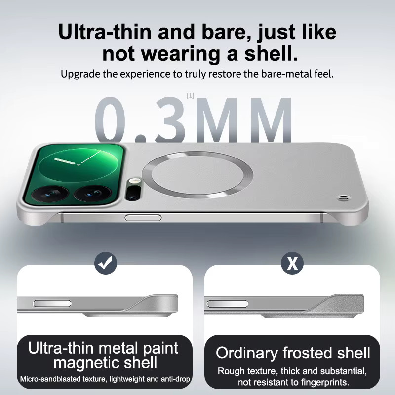 MagSafe kompatible magnetische Handyhülle für Xiaomi Mi 17 15 14 13 Pro Ultra 17 Pro Max in Blau mit mattierter metallischer Optik und Wireless Charging Funktion - Bild 3