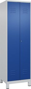 C+P PSA Doppel-Spind Classic PLUS mit 2 Abteilen, Füße, Zylinderschloss, Grau/Blau, H x B x T: 195 x 60 x 50 cm - Bild 1