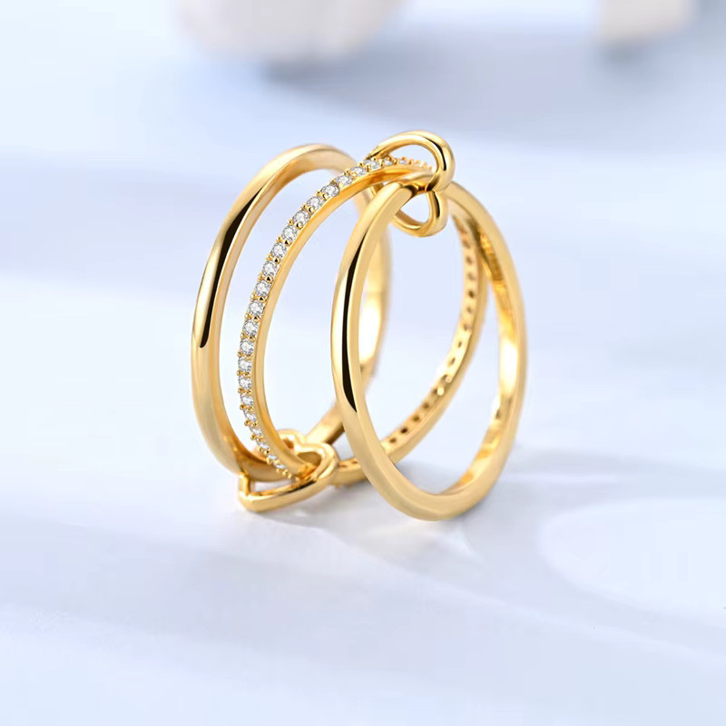 Ring 925 Silber, Stern und Mond, Zirkonia, Unisex - Bild 1