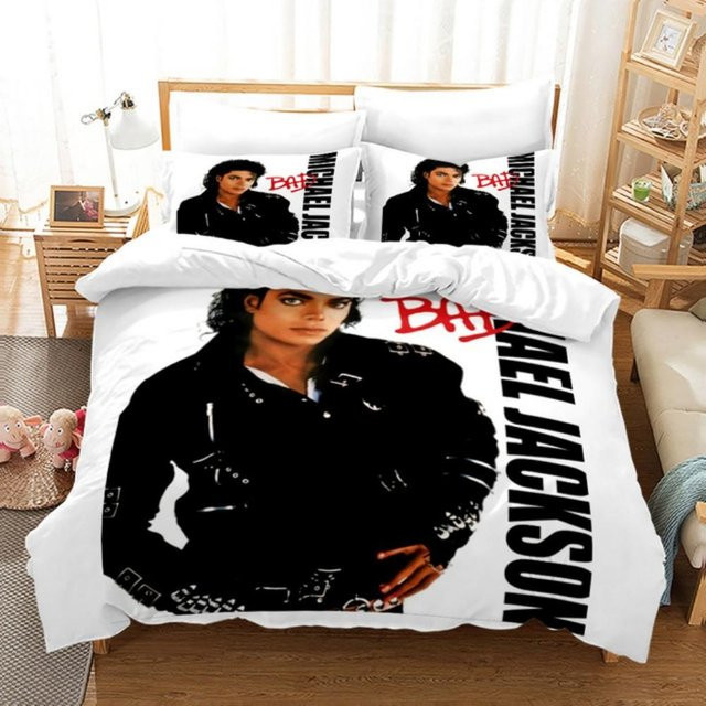 Yiran Home Michael Jackson Bettwäsche-Set mit Motiv, Farbe: Weiß, Material: Polyester, B/H: 200 x 220 cm - Bild 1