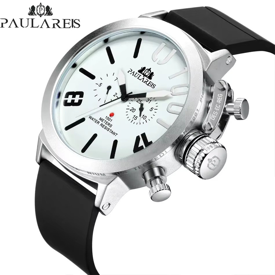 PAULAREIS P Armbanduhr Automatik, Edelstahl, Silber, Kautschuk, Herren - Bild 2