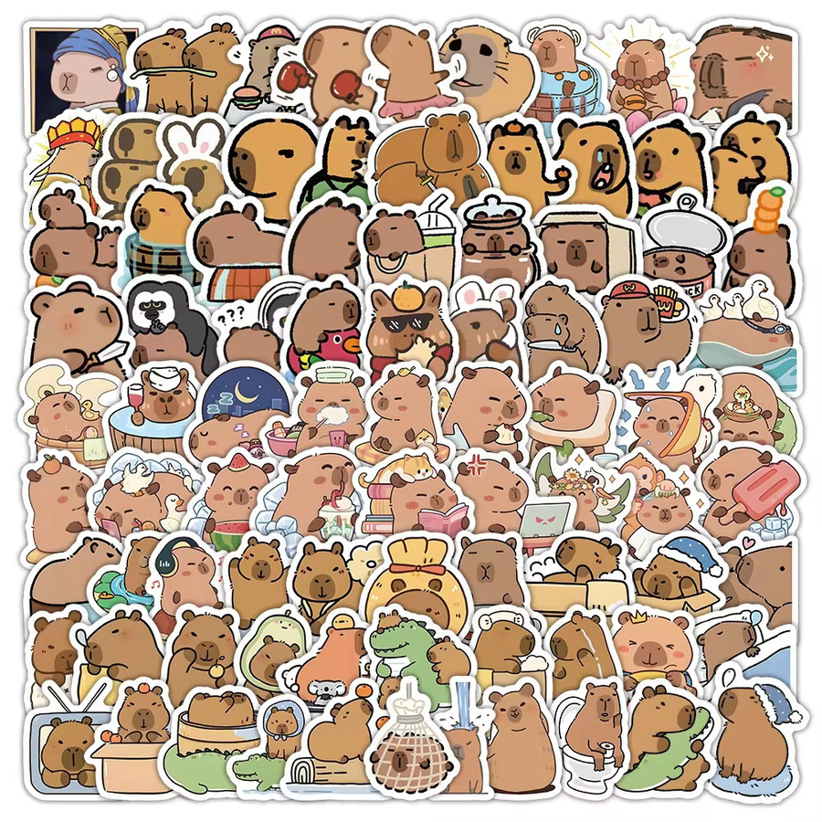 Cartoon-Capybara-Graffiti-Aufkleber, 10/60 Stück, für Kinder - Bild 1