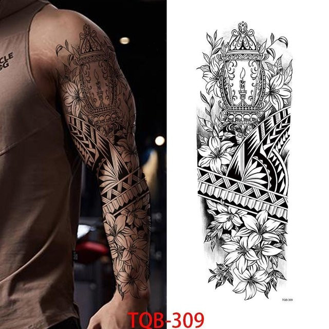 Temporäre Tattoo-Aufkleber Kompass Wolf Auge Löwe Feder, Unisex - Bild 1