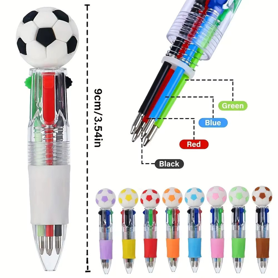 Mehrfarbiges Kugelschreiber-Set mit Sportmotiv Fußball Basketball Rugby in 10 Teilen - Bild 2