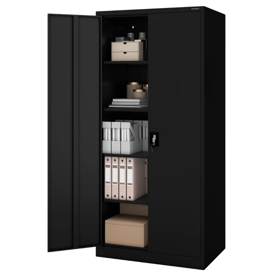 JAN NOWAK Metall-Aktenschrank Schwarz mit 5 Ebenen und Schloss, B/T/H: 90 x 60 x 195 cm - Bild 2