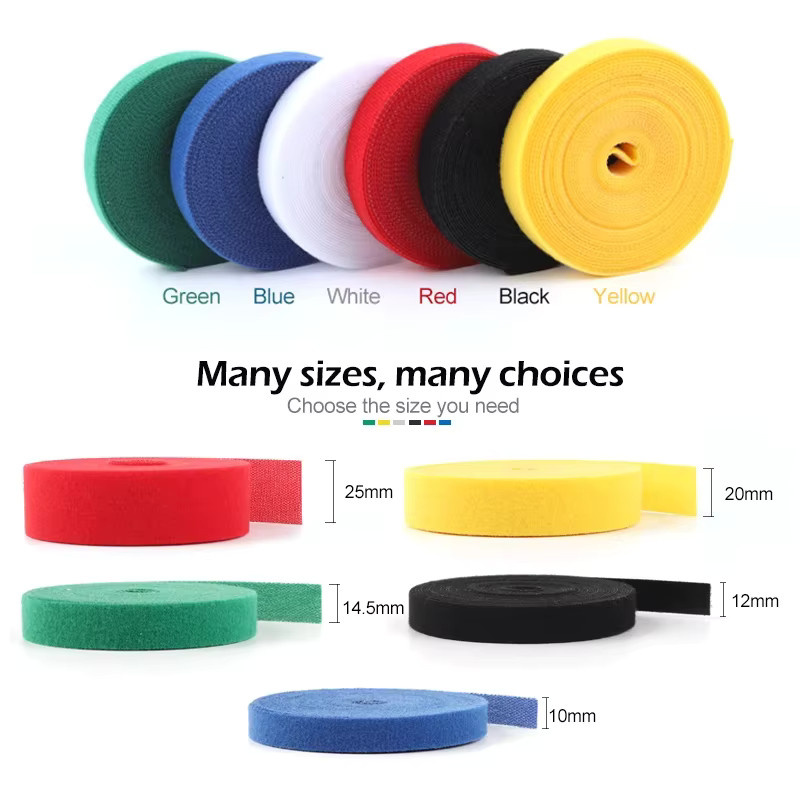 Wiederverwendbare Nylon-Kabelbinder zum Zuschneiden für Kabelmanagement und Kabelschutz, Farben: Weiß und Mehrfarbig, Länge: 5 m - Bild 3