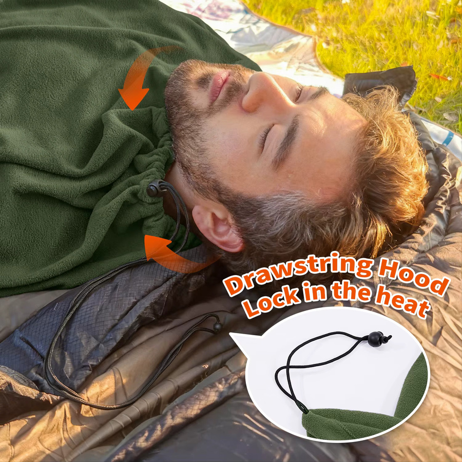 MAPLEAF Fleece-Schlafsack-Einlage für den Winter, leichte Camping-Decke in Grün, Unisex - Bild 4