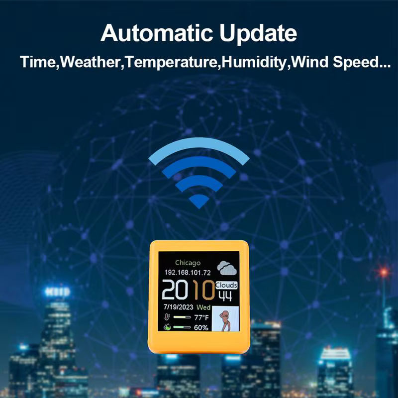 Intelligenter digitaler Wecker mit Wifi Smart Air Wettervorhersage und Desktop-Dekoration in Weiß oder Gelb - Bild 5