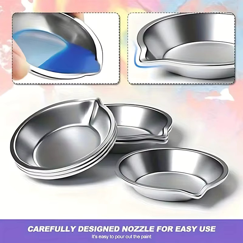 ZYF Ausgießbare Farbpalette aus Edelstahl in Silber für Künstler und DIY-Projekte - Bild 3