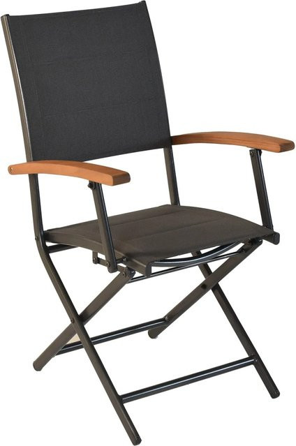 Merxx Paxos Gartensessel 2er-Set grau, klappbar mit Polsterung aus Aluminium, Textil und Akazie, B/H/T: 52,5 x 91 x 64 cm - Bild 4