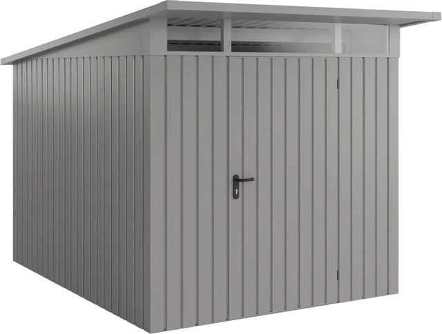 EcoStar Gerätehaus Euroline Pultdach in Graualuminium mit 1-flg. Tür und Oberlicht aus Acrylglas, Breite: 310 cm, Tiefe: 229 cm - Bild 1