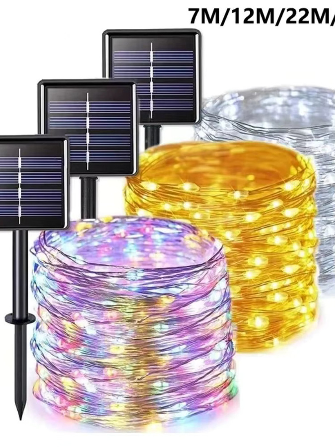 Solar-LED-Lichterkette für Outdoor und Party, wasserdichte Solar-Girlande in Transparent, ideal für Hochzeit und Dekoration - Bild 6