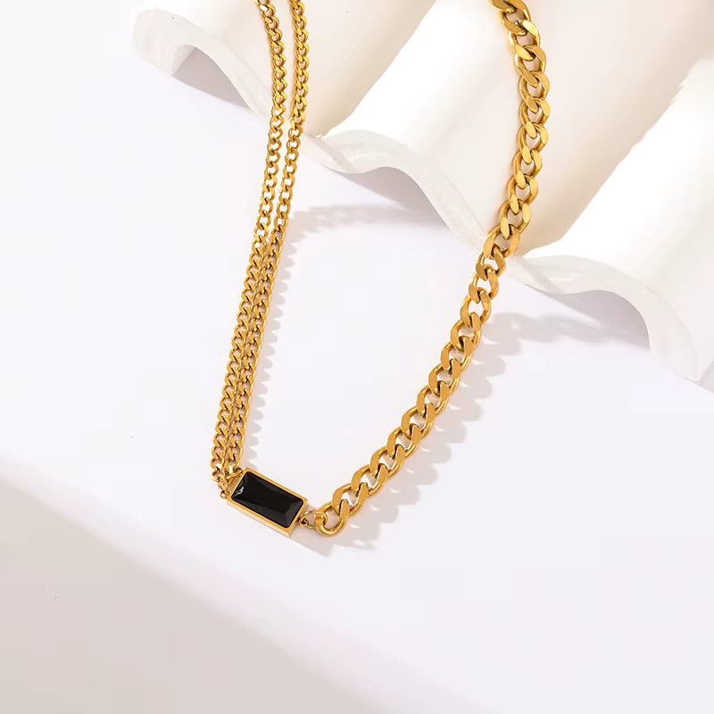 EILIECK Schmuck-Set Edelstahl, Schwarz, Kristall Zirkonia, Damen - Bild 2