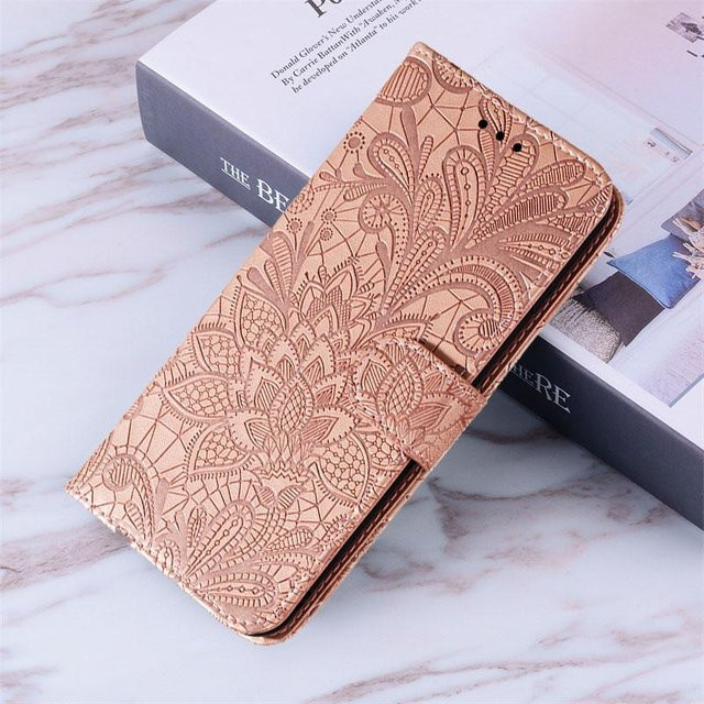 Lederhülle im Blumen Flip Book Stil für Samsung Galaxy A55 A54 A53 A52S A34 A33 A32 A23 A22S A15 A14 A13 A12 M12 A73 A72 in Braun - Bild 1