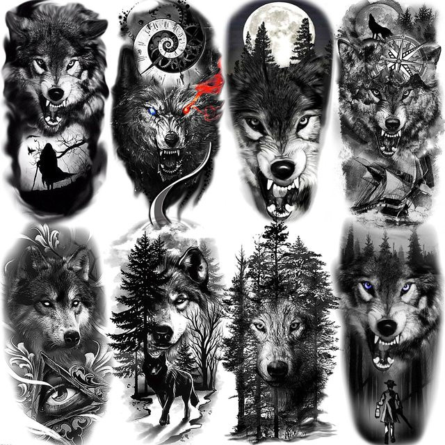 BAOFUL Temporäre Tattoos Coyote Wald Wolf, Unisex - Bild 1