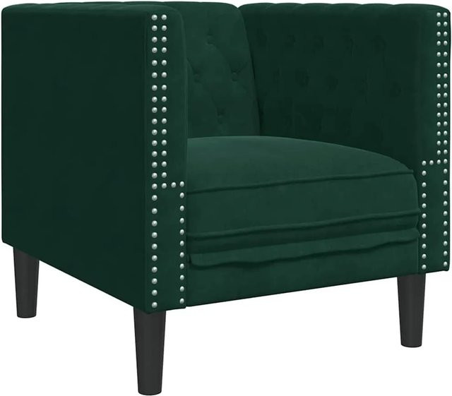 vidaXL Chesterfield-Sessel aus Samt in Dunkelgrün mit Armlehnen - Bild 1