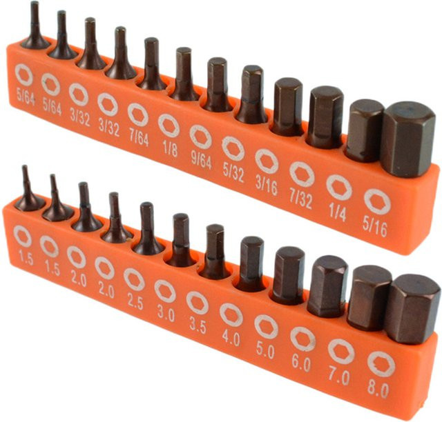 VIBRATITE Sechskant-Schraubendreher-Bit-Set aus legiertem Stahl, magnetisch, 12/24-teilig, Farbe: Orange - Bild 1