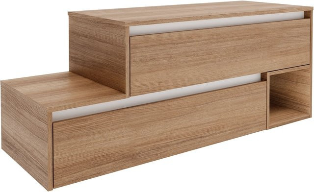 Fackelmann Waschbeckenunterschrank Vita rechts in Oak/Weiß, B/T/H: 128,7 x 51,6 x 46,5 cm - Bild 1