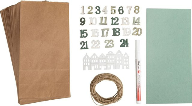 Adventskalender-Set Nordic von Rayher in Braun aus Holz, Papier und Jute - Bild 1