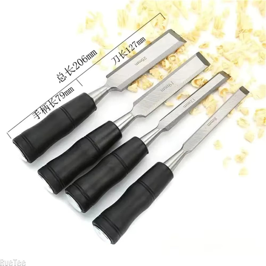 RveTee Holzmeißel aus Kohlenstoffstahl mit Anti-Rutsch-Griff in Silber, Durchmesser: 19 mm, 25 mm, 32 mm, 38 mm - Bild 5
