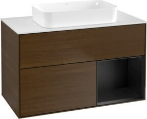 V&B Waschtischunterschrank Finion in Walnuss Braun lackiert, Breite: 100 cm, Tiefe: 60,3 cm - Bild 1