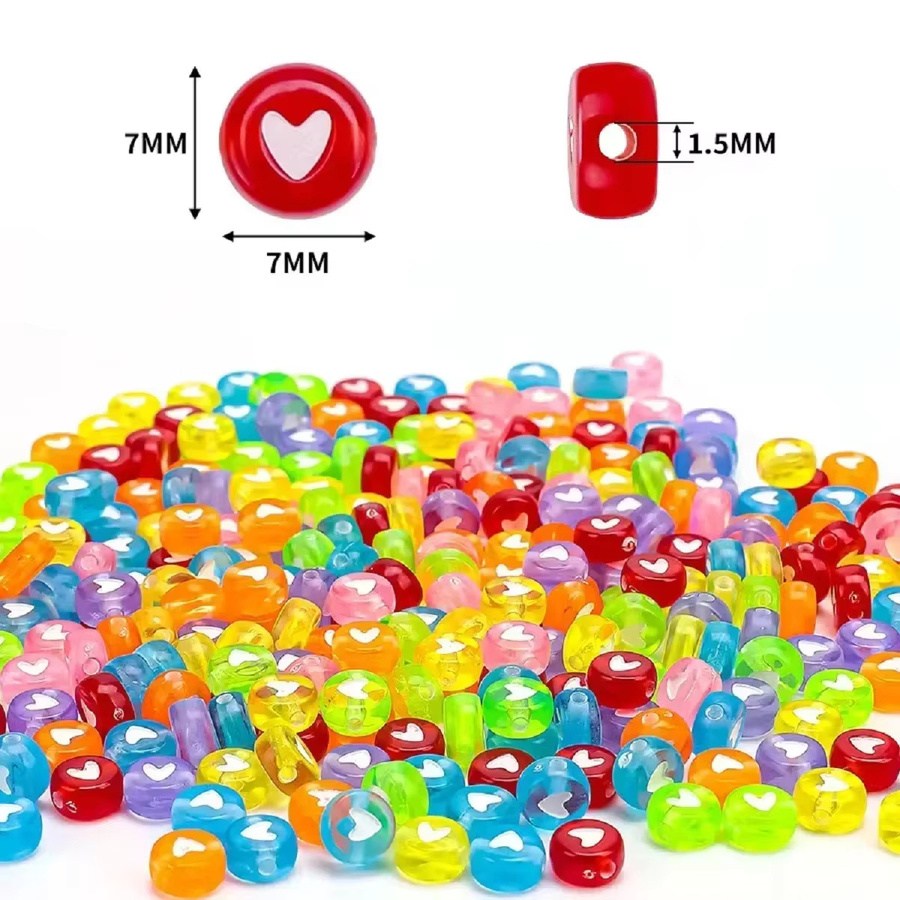 Bunte Herz Perlen, Acryl, Runde Spacer Perlen für Schmuck Machen - Bild 2