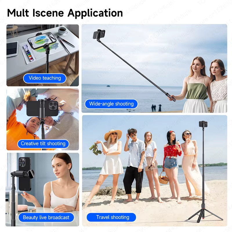 TOKQI Auto Pop-Up Selfie-Stick Stativ mit verstecktem Handyhalter und Bluetooth-Magnetfernbedienung in Schwarz, ausziehbar auf 133 cm - Bild 5