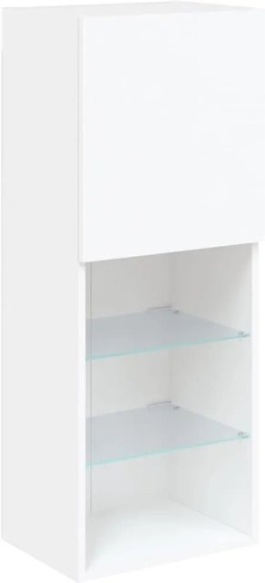 vidaXL TV-Schrank modern in Weiß mit integrierter LED-Beleuchtung und Medienfächern, B/T/H: 40,5 x 30 x 102 cm - Bild 1